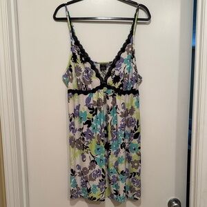 Floral Lace Trim Slip Dress